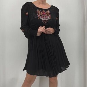 Free People Mohave Boho Chic Western Prairie Embroidered Babydoll Mini Dress